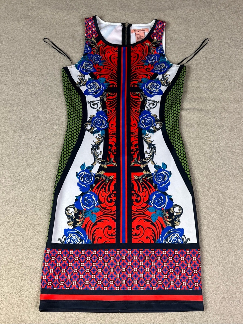 Flying Tomato Sleeveless Bodycon Sheath Dress, Floral. Polyester, Spandex. Sz M